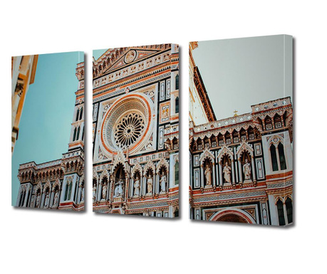 Set Tablouri Multicanvas 3 piese, Catedrana cu detalii spectaculoase, Panza pe cadru de lemn, Decoratiuni Casa, 3 x 20 x 30 cm