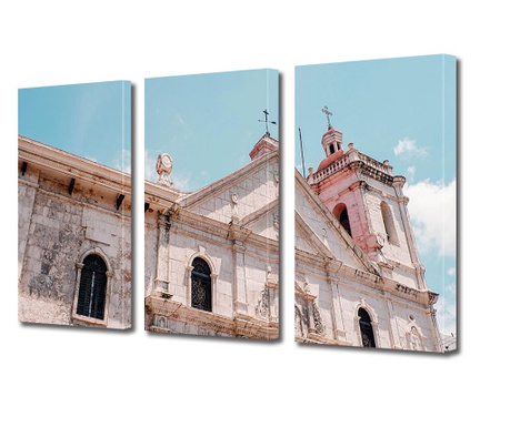Set Tablouri Multicanvas 3 piese, Basilica del Santo Nia, Panza pe cadru de lemn, Decoratiuni Casa, 3 x 20 x 30 cm