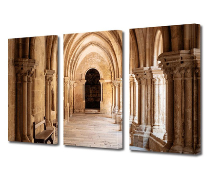 Set Tablouri Multicanvas 3 piese, Interiorul unei biserici , Panza pe cadru de lemn, 3 x 50 x 70 cm