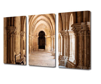 Set Tablouri Multicanvas 3 piese, Interiorul unei biserici , Panza pe cadru de lemn, Decoratiuni Casa, 3 x 70 x 100 cm