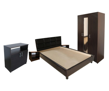 Dormitor soft wenge cu pat tapitat wenge pentru saltea 160x200 cm