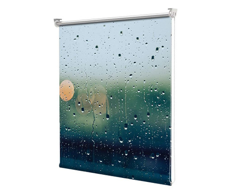 Roleta Art Shade tip Jaluzea cu Rulou si Sistem Inclus Urban, Picaturi de ploaie peste geam, Latime 95 cm x Inaltime 130 cm
