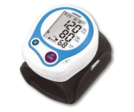 Апарат за измерване на кръвно налягане Novama Wrist Home, За китката, Oткриване на аритмия, Tранспортна кутия 7.1 x 8.4 x 3.22 c