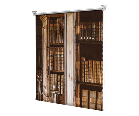 Roleta Art Shade tip Jaluzea cu Rulou si Sistem Inclus Urban, Biblioteca veche cu carti, Latime 95 cm x Inaltime 190 cm