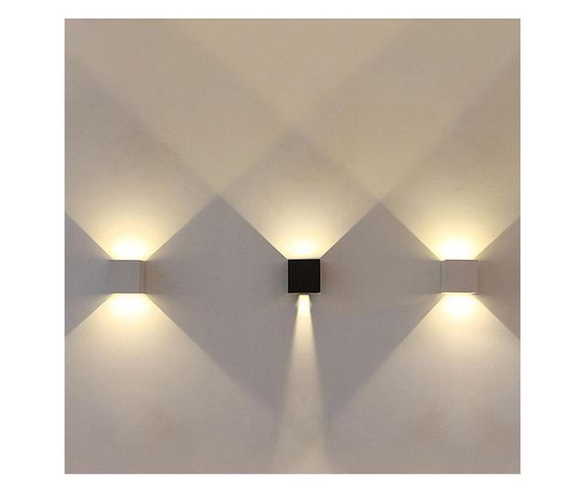 Aplica perete 2x3W cub alb lumina reglabila