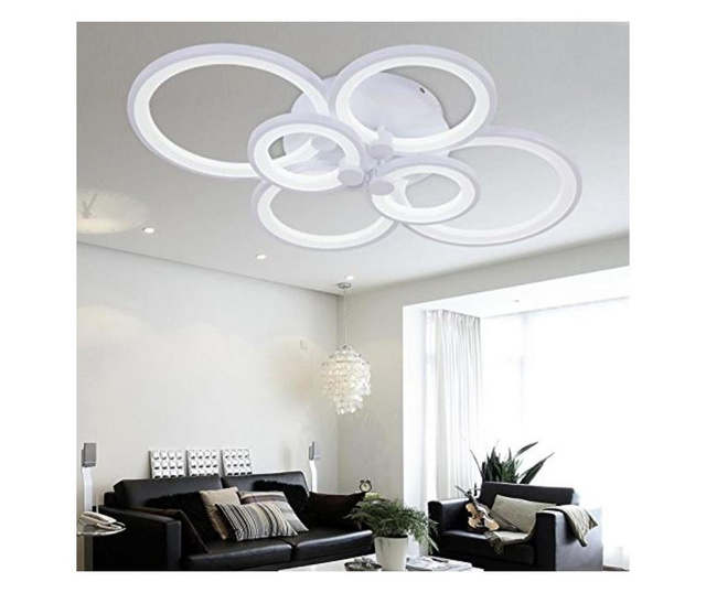Lustra LED Circle Design, SLC, Dreptunghiulara 6 cu Telecomanda, lumina calda/ rece