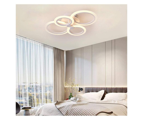 Lustra LED Circle Design SLC cu Telecomanda lumina calda/ rece Slc, Alb, 56x42x12cm