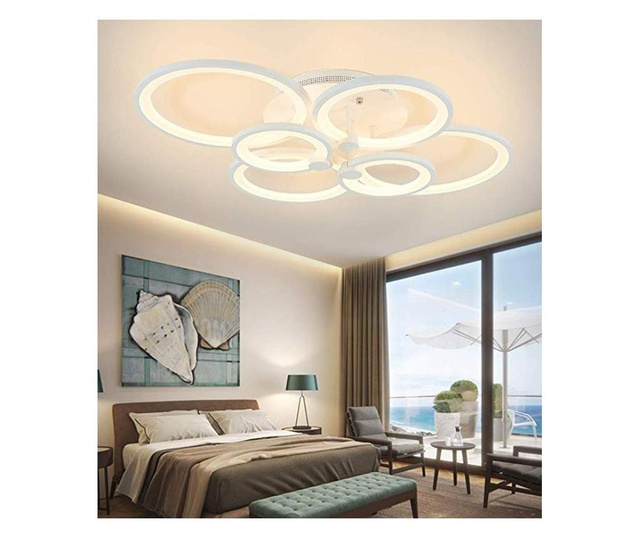 Lustra LED Circle Design, SLC, Dreptunghiulara 6 cu Telecomanda, lumina calda/ rece
