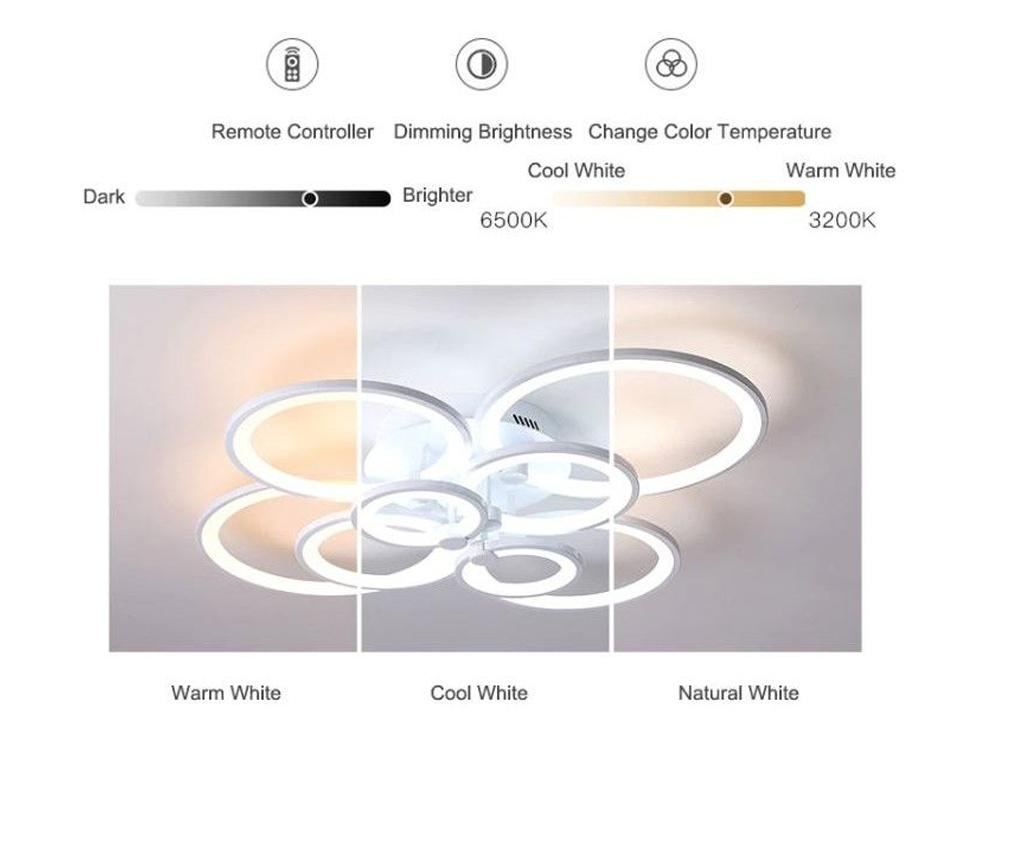 Lustra LED Circle Design Dreptunghiulara 8 Cercuri cu telecomanda - 3