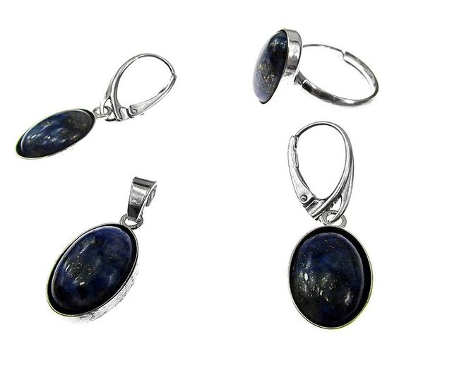 Set argint cu lapis lazuli natural 14x10 MM