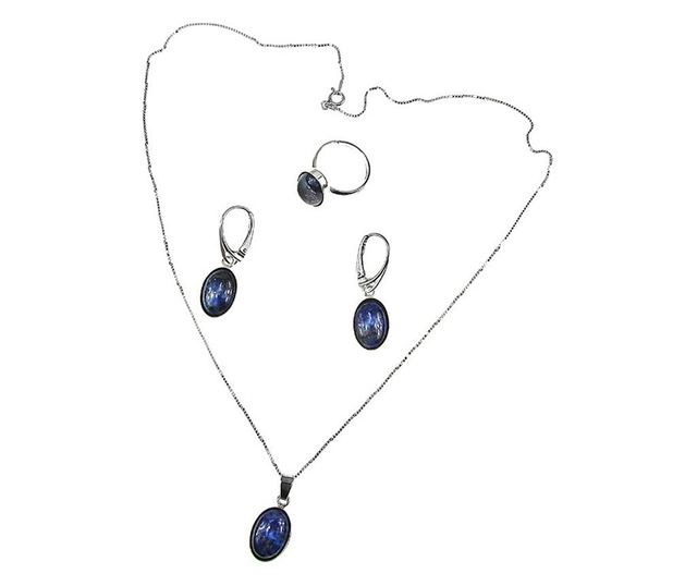 Set argint cu lapis lazuli natural 14x10 MM