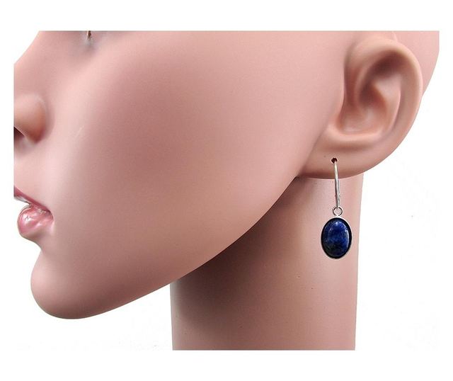 Set argint cu lapis lazuli natural 14x10 MM