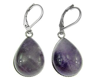 Cercei inox cu tortite inchise si ametist lavanda natural