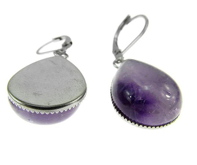 Cercei inox cu tortite inchise si ametist lavanda natural