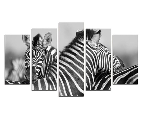 Картина-пано от 5 части,Двойка зебри, канава 108х60 см.