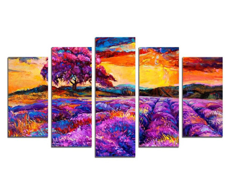 Картина-пано от 5 части,Пейзаж в лилаво, канава 108х60 см.