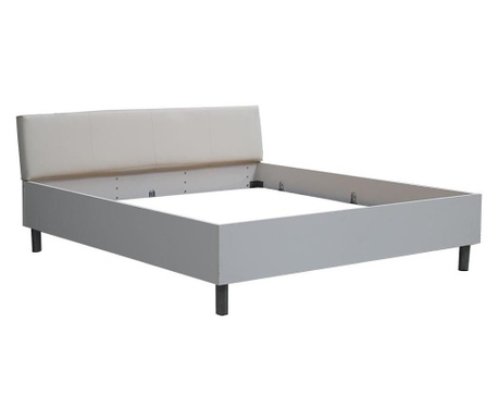 Pat single cu tablie tapitata piele ecologica,207x97x45 (90x200) cm,culoare alb,pal