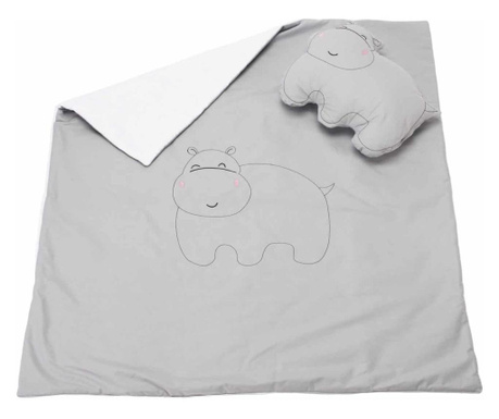 Комплект одеяло 100x110 см бродирано + възглавница от хипопотам