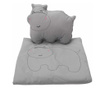Set păturică 100x110 cm brodată + pernă Hipopotam