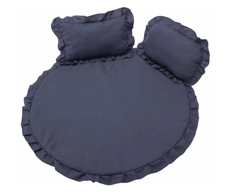 Комплект водоустойчив спално бельо с волан + сини възглавници