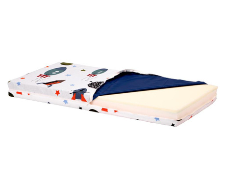 Somnart Ортопедичен матрак за легло с водоустойчив защитен калъф за бебета и деца модел Ракети 60x120