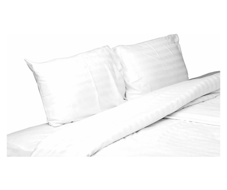 Комплект бяло спално бельо за 2 души XXL, 100% дамаскиран памук, 4 части, чаршаф 220x260, чаршаф за пилот 220x200, калъфки за въ