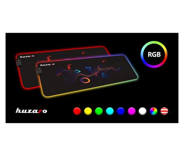 Геймърска светеща подложка за мишка HUZARO LED RGB дизайн 80х30см