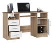 Birou calculator ana cu sertare alb stejar 124 x 52 x 74 cm