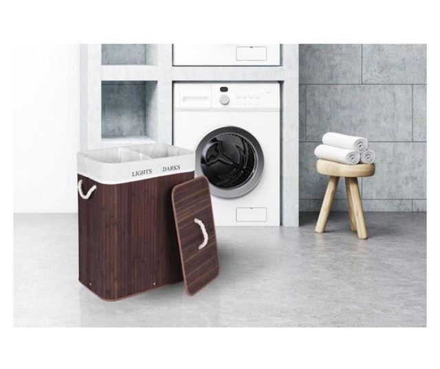 Cos de rufe haine dreptunghiular din bambus wenge