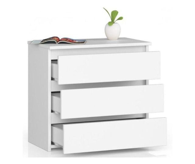 Noptiera nocna cl3 alb cu 3 sertare 60cm