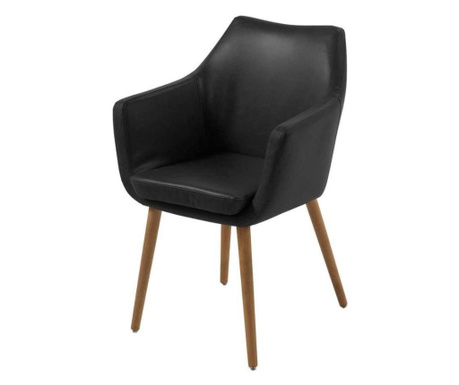 Кресло Actona, 58 x 58 x 84 cm, Изкуствена кожа, Дъбови крака, Черен