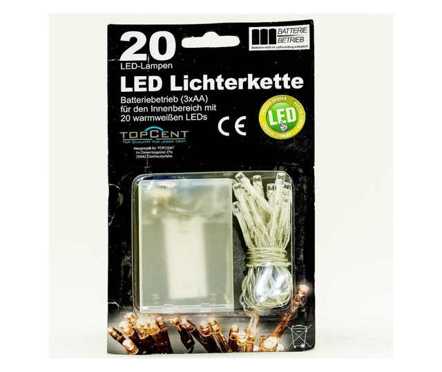 LED lumini de Craciun TopCent, cu baterii, 20 buc.