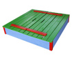 Детски пясъчник ITA H&G, пейки, капак, червен/зелен/син  115×115х38см