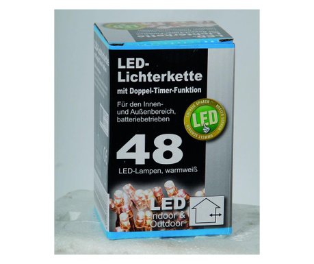Коледни LED лампички TopCent 48бр, на батерии, 9 функции, 4,10метра