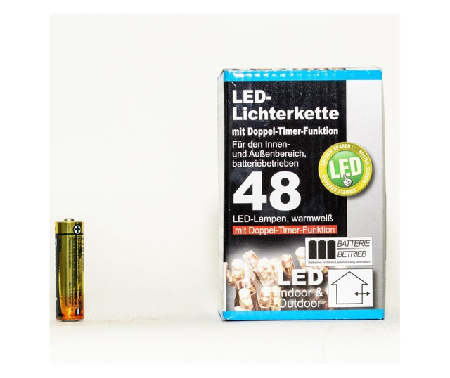 Коледни LED лампички TopCent 48бр, на батерии, 9 функции, 4,10метра