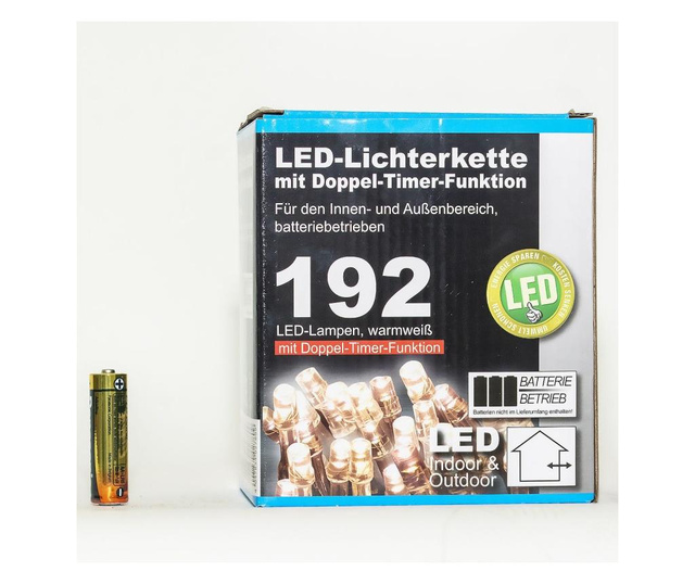 LED lumini de Craciun TopCent, 192 buc, cu baterii, 9 fuctii, 14.90 m