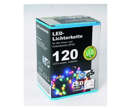 Цветни коледни LED лампички TopCent, с адаптер, 120бр, 12метра