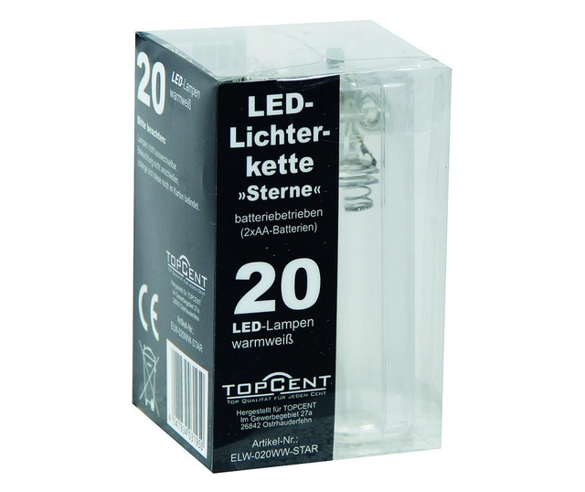 Stelute LED de Craciun TopCent, cu baterii, 20 buc, 220 cm