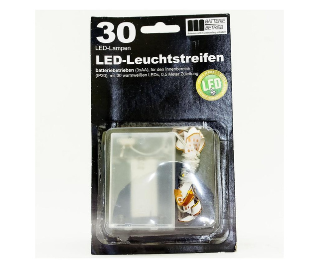 Banda LED cu iluminare de Craciun TopCent, cu 30 de lumini, pe baterii