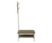 Bancheta tapitata cu suport pentru incaltaminte si cuier, cadru din metal, 72 x 32 x 167 cm, Grunberg TB92 Maro