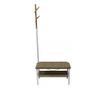 Bancheta tapitata cu suport pentru incaltaminte si cuier, cadru din metal, 72 x 32 x 167 cm, Grunberg TB92 Maro