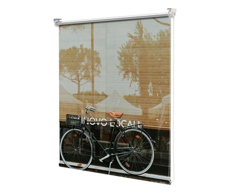 Roleta Art Shade tip Jaluzea cu Rulou si Sistem Inclus Urban, Bicicleta langa geam, Latime 95 cm x Inaltime 130 cm