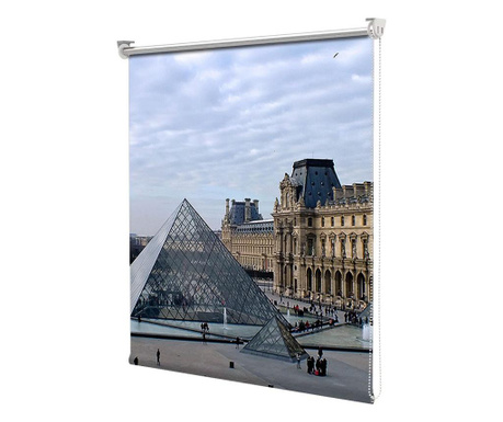 Roleta Art Shade tip Jaluzea cu Rulou si Sistem Inclus Urban, Luvru Paris pe timp de zi, Latime 95 cm x Inaltime 250 cm