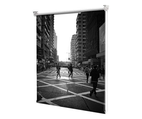 Roleta Art Shade tip Jaluzea cu Rulou si Sistem Inclus Urban, Strada unui oras alb-negru, Decoratiuni Casa, Latime 160 cm x Inal
