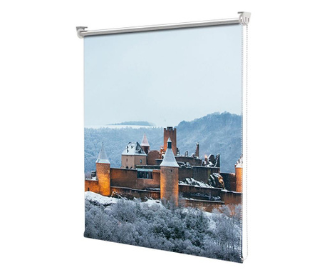 Roleta Art Shade tip Jaluzea cu Rulou si Sistem Inclus Urban, Castel in padure pe timp de iarna, Latime 95 cm x Inaltime 250 cm