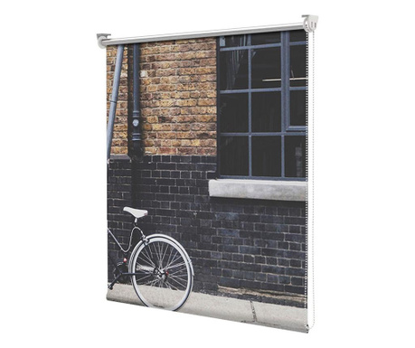 Roleta Art Shade tip Jaluzea cu Rulou si Sistem Inclus Urban, Bicicleta langa cladire, Latime 95 cm x Inaltime 250 cm