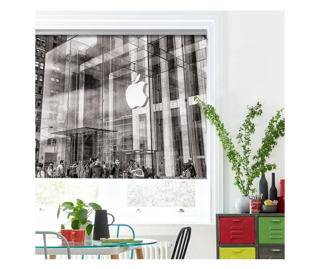 Roleta Art Shade tip Jaluzea cu Rulou si Sistem Inclus Urban, Apple Store american, Decoratiuni Casa, Latime 95 cm x Inaltime 25