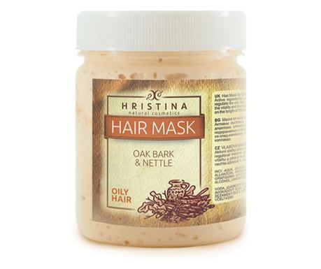 Маска за мазна коса Козметика Христина, 200ml - с Дъбови кори и Коприва