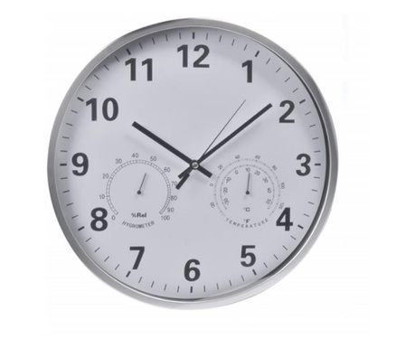 Декоративен стенен часовник Pufo, Индикатор за температура и влажност, 36 см