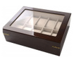 Дървена кутия за съхранение и организация 10 часовника, модел Pufo Premium, тъмно кафяв